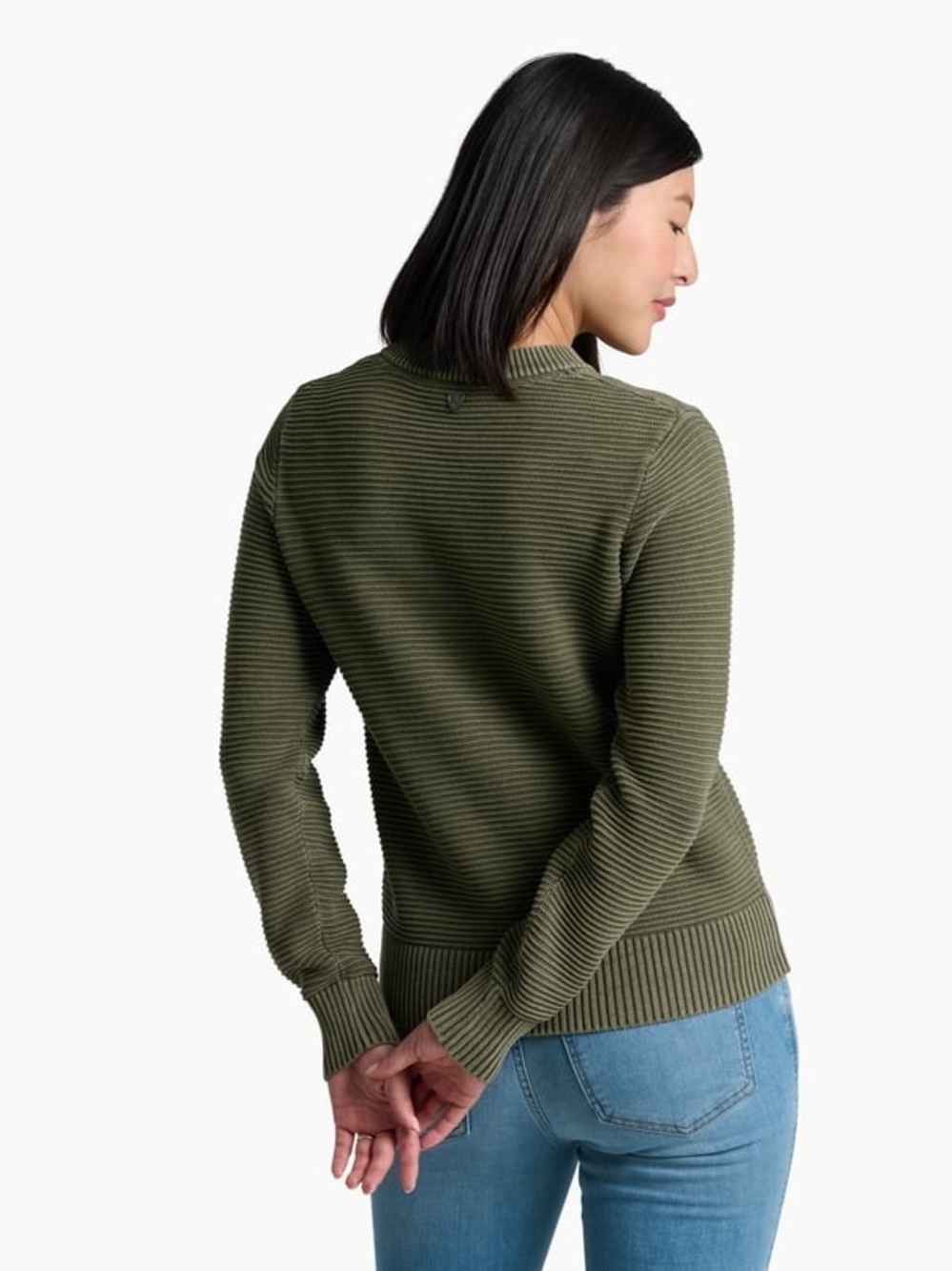 Kuhl Olive Ribbed Crew Neck Sweater - Picture 2 of 7